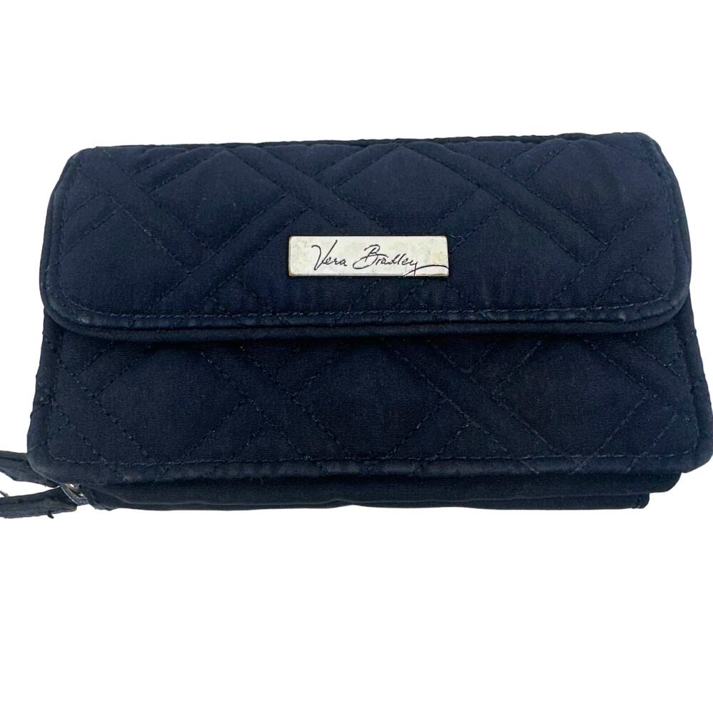 Vera Bradley Quilted Wallet Navy Blue Basic Simple Everyday Preppy Boho Clutch
